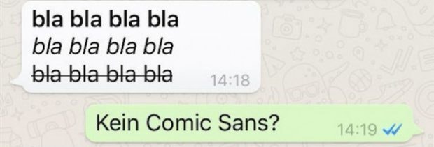 Whatsapp erlaubt auch die Formatierung von Texten. (Screenshot: Whatsapp)